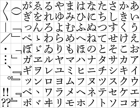 文勇仮名 グリフ見本