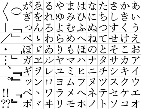 文麗仮名 グリフ見本