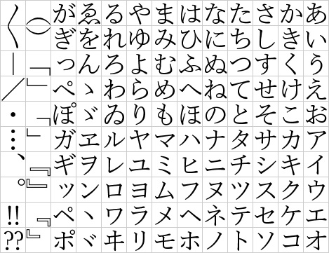 蒼穹仮名 グリフ見本